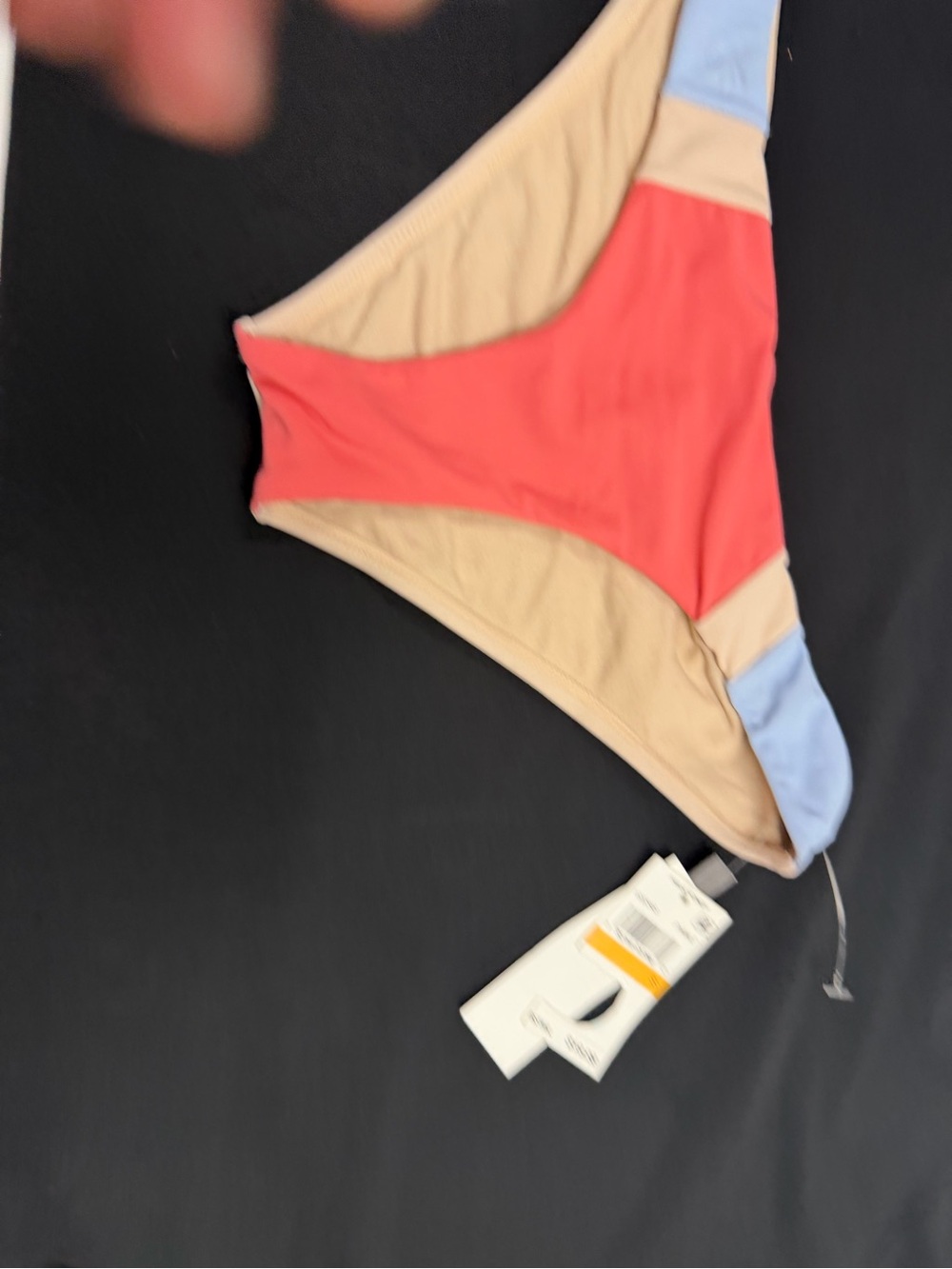 Hula Honey Colorblock High-Cut Bikini Bottom in Coral, Beige & Light Blue